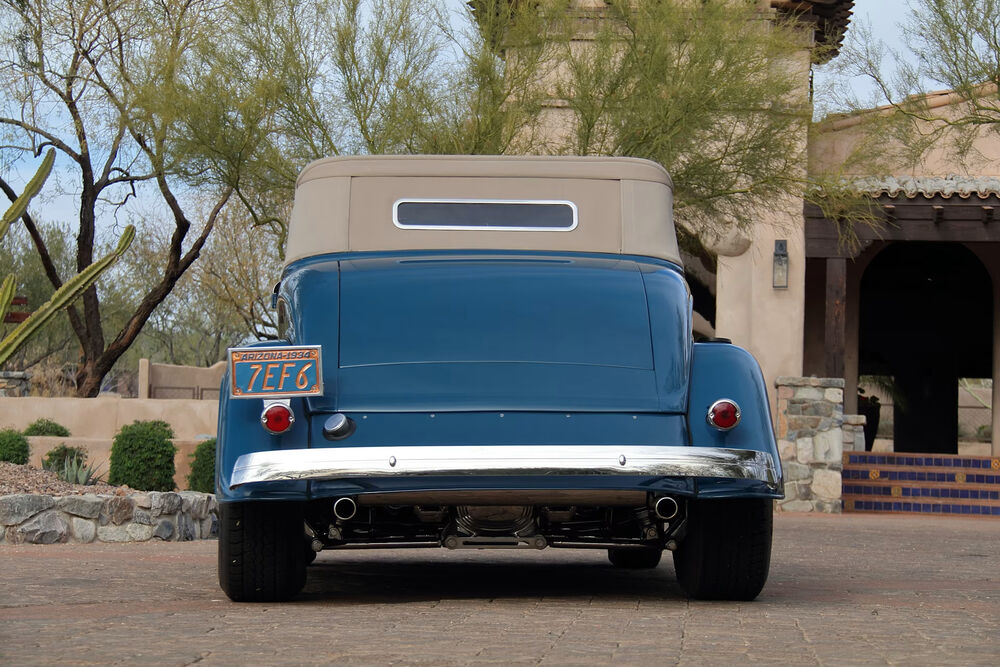 Rear view, top up, with 1934 Arizona license plate