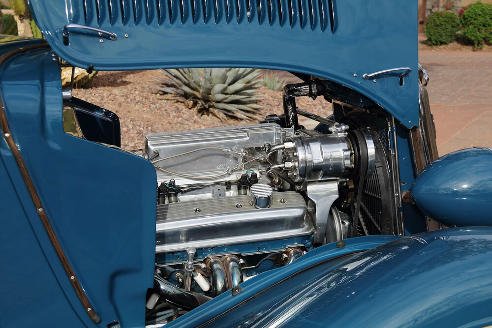 Engine bay with hood open