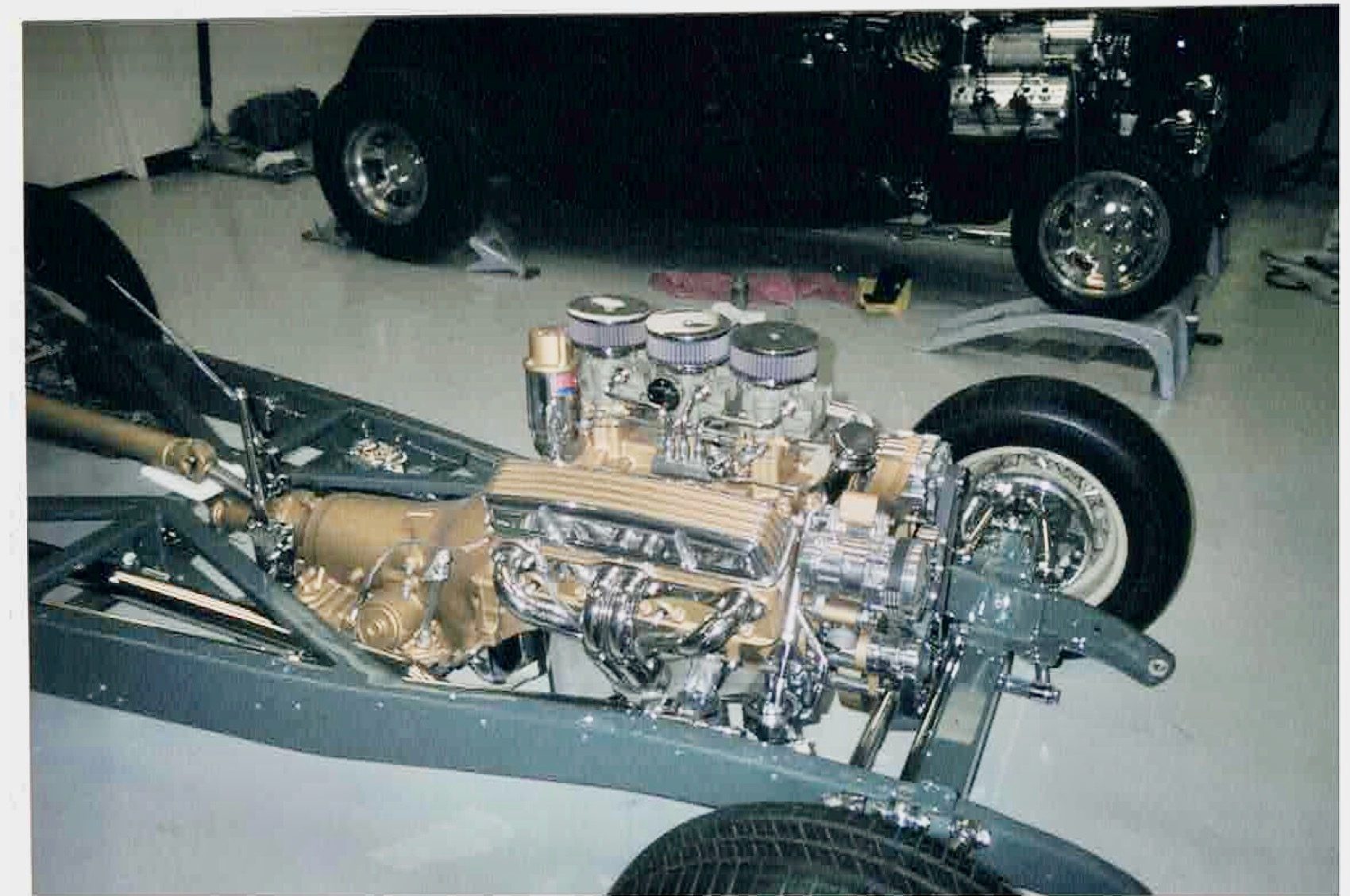 Bare rolling chassis with engine and transmission mounted